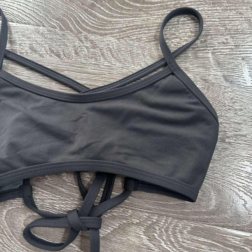 Jolyn Grayson Grey Bikini Top XS Summer Swim Vacation Travel Beach Tie Strappy B - Picture 2 of 5